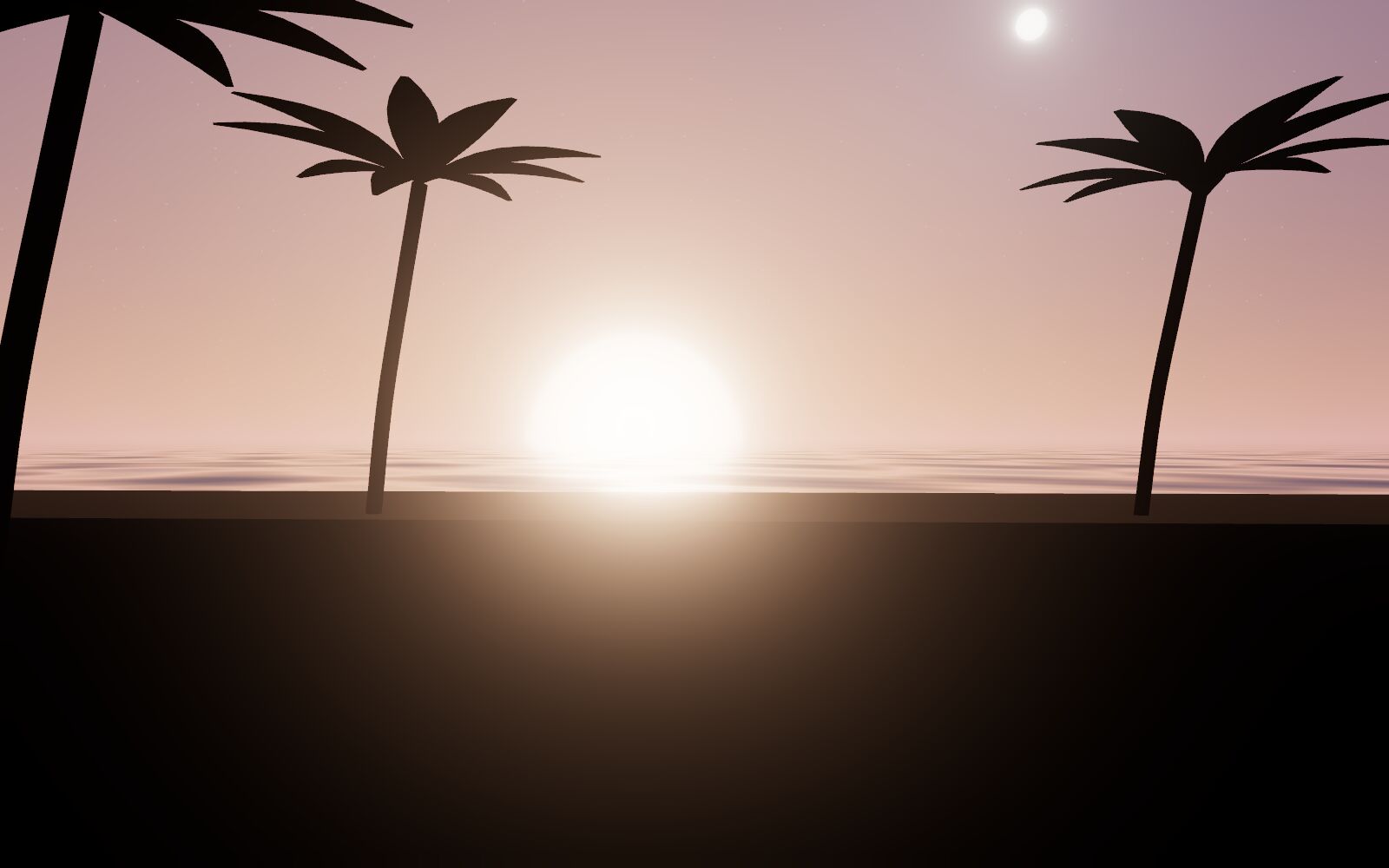 Recreación 3D: la costa al amanecer