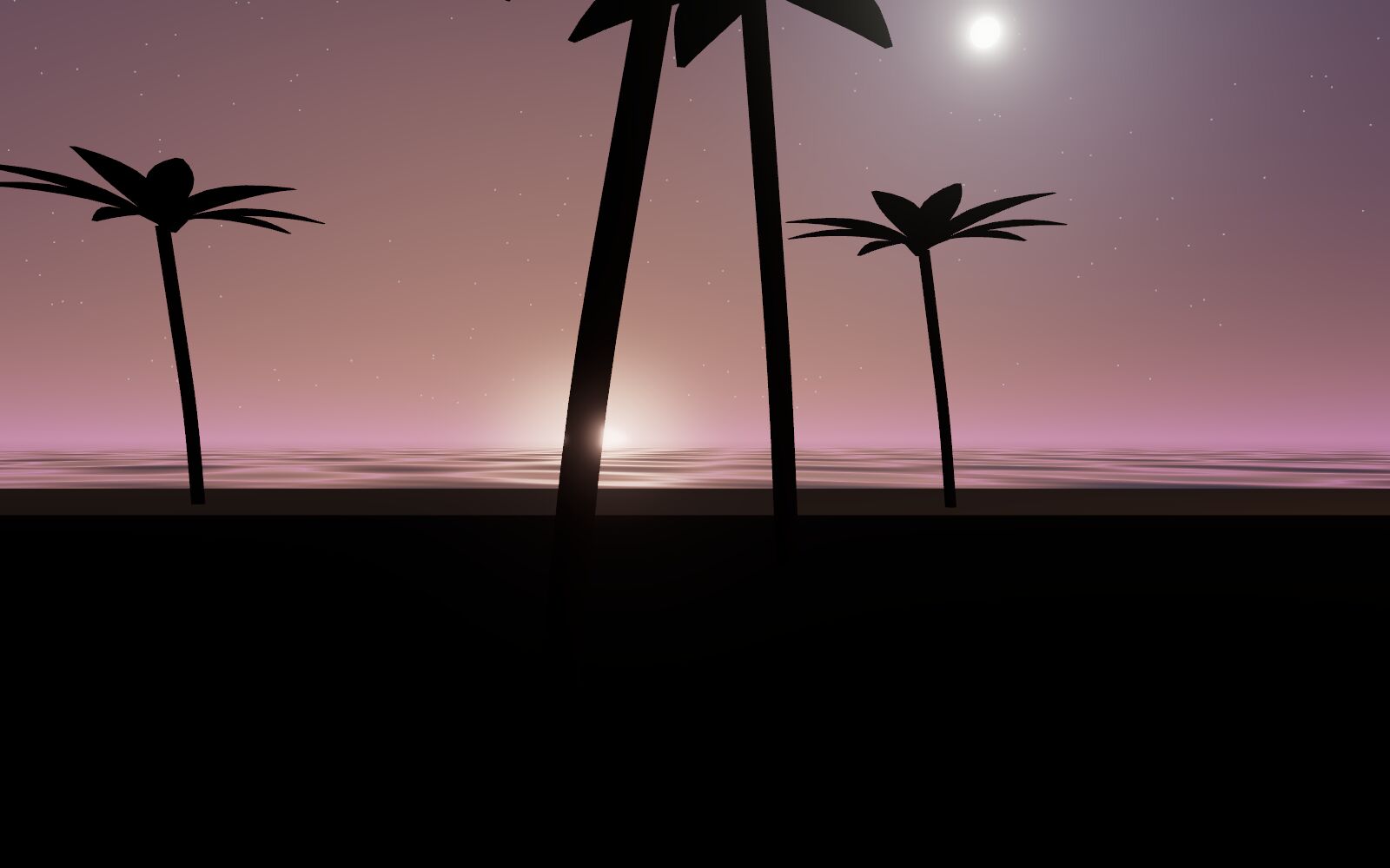 Recreación 3D: la costa al amanecer